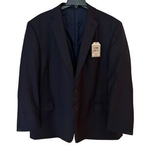 Jos. A. Bank Mens Blazer Sport Coat Two Button Jacket 50 Regular Wool Blue Navy